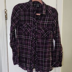 Torrid Dark Purple Plaid Shirt